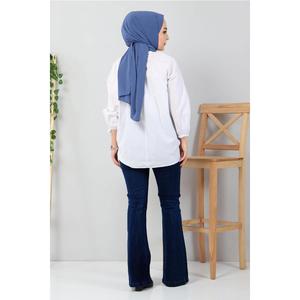 Jean évasé décontracté style espagnol en Spandex/Polyester, coupe droite, longueur midi - Product Image 5