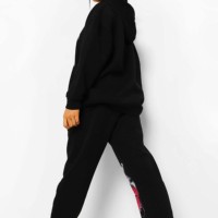 Conjunto Deportivo de 2 Piezas para Mujer, Talla Grande, Manga Larga, con Cierre, Bordado, Estilo Vintage, Sudadera con Capucha y Pantalones, 100% Algodón, Felpa Transpirable