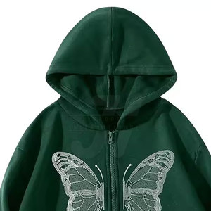 เสื้อมีฮู้ดแฟชั่นฮิปฮอปผู้ชายประดับพลอยเทียมแนวสตรีทเสื้อมีฮู้ดแบบมีซิปรูด - Product Image 3