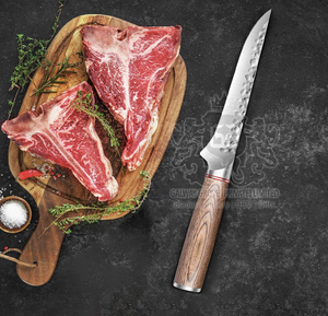 Custom Chef Boning Logo Estilo Japonés Acero Inoxidable Oro Rosa Metal Resina Mango de Madera Ambidiestro Apto para Lavavajillas Satén - Product Image 4