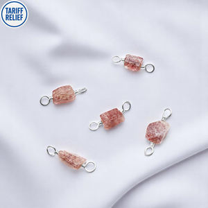 Semipreciosa fresa cuarzo piedra preciosa plata esterlina doble bucle encanto conector para pulsera joyería hallazgos componentes - Product Image 1