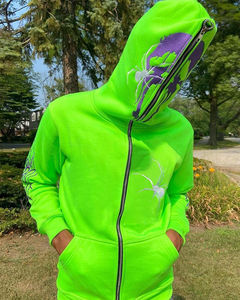 2025 haute qualité 100% coton broderie polaire hommes sweat à capuche zippé hiver lourd avec tailles de visage zippées disponibles - Product Image 5