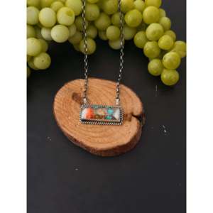 Collar de Barra de Plata de Ley y Turquesa Mohave Johnny Dixon para Regalo - Product Image 1