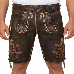 Nouveau short mi-long en daim de chèvre à carreaux bavarois pour homme, Lederhosen respirant style Wildbock, toutes tailles, Oktoberfest - Product Image 6