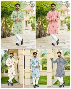 Conjunto de pijama Kurta de diseñador real para hombre con hermoso trabajo bordado traje tradicional perfecto para fiesta de boda - Product Image 3
