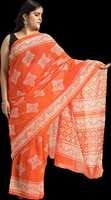 Saree Katun Murni Batik Tangan India & Pakistan untuk Wanita – Sari Cetak Etnik Tradisional untuk Pakaian Pesta dan Santai