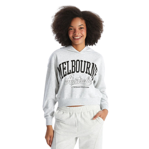 Sweat à capuche polaire 100% coton à manches longues pour femmes de meilleure qualité Logo avant imprimé poche kangourou pour l'hiver - Product Image 3