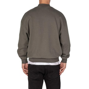 OEM Custom Men's 100% Cotton French Terry Pullover Sweatshirt Jumper Oversized Mock Neck Blank Plain <b>Crewneck</b> Drop Shoulder - Product Image 6