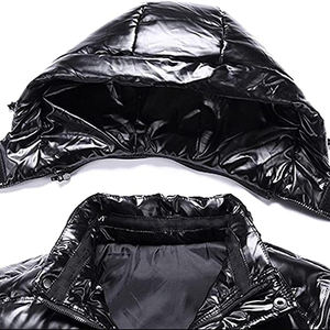 Veste bouffante pour hommes de qualité supérieure couleur noire grande taille fermeture éclair coton remplissage mode porter veste bouffante pour adulte - Product Image 5