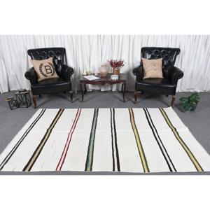 Tapis vintage 4,8 x 7,9 pieds, tapis turc, tapis persan blanc et vert - Product Image 2