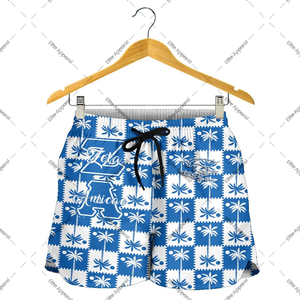 Short à motif hawaïen Zeta Amicae | Vêtements de sport de sororité personnalisés | Évacuation de l'humidité, tissu doux avec cordon de serrage à la taille - Product Image 2