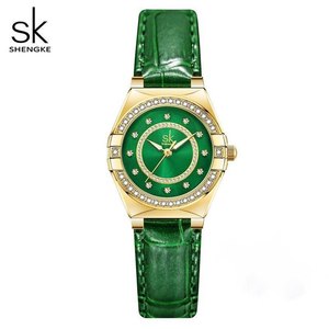 Shengke K0191 nouveauté bracelet en cuir femme montre haut de gamme dames montres à Quartz mode femme diamant Omegable Style - Product Image 2