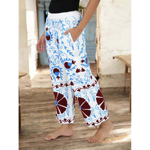 Pantalon Harem Bohème Brodé Fait Main, Pyjama Unique Style Hippie Respirant, Cadeau de Festival pour Elle - Product Image 3