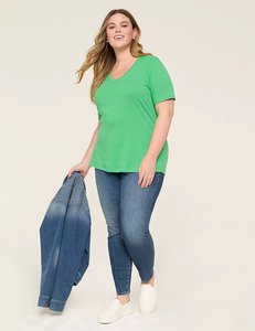 เสื้อยืดคอวีแขนยาวครึ่งคอสำหรับผู้หญิงขนาดใหญ่พิเศษสำหรับฤดูร้อนสไตล์ลำลองป้องกันรอยยับและระบายอากาศได้ดี - Product Image 2