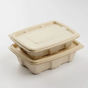 Bagasse de canne à sucre biodégradable exclusive de 1000ml conteneur rectangle anti-fuite emballage alimentaire compostable écologique en gros - Product Image 1