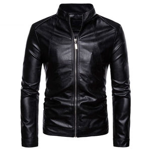 2024 nouvelle mode hommes noir agneau cuir veste Style confortable avec col montant pour l'hiver - Product Image 1