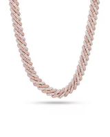 Chaîne cubaine en or rose entièrement pavée de moissanite, collier de luxe style hip-hop, bijoux de mode