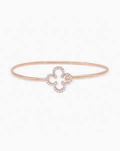 Clover Diamond Flexible Bangle <b>Bracelet</b> 0.24 Ct Natural Diamond G-H Color VS-SI Clarity 14K <b>Solid</b> <b>Gold</b> Lucky <b>Charm</b> Piece - Product Image 1
