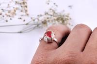 Opale de feu mexicaine belle apparence 925 bague en argent fait à la main conception bijoux anneau opale de feu naturel vente en gros bijoux de haute qualité
