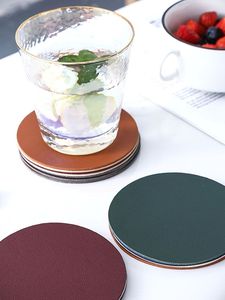 High quality leather coasters with stylish appeal and soft touch perfect for sophisticated home and office decor - Product Image 5