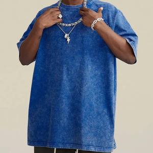 Logo personnalisé OEM T-shirt pour hommes 100% coton à épaules tombantes T-shirt d'été vierge pour hommes T-shirts surdimensionnés à col épais et délavés à l'acide - Product Image 1