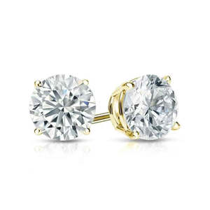 2 Carat Round Shape Men's Moissanite <b>Stud</b> <b>Earrings</b> - Product Image 1