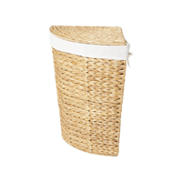 Panier à linge élégant en jacinthe d'eau pour coin, grand panier de rangement artisanal avec couvercle et doublure en lin, décoration intérieure Vietnam, salle de bain
