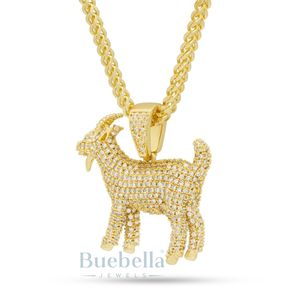 Collier pendentif GOAT pour homme, argent 925 glacé, moissanite plaqué or, inspiré du style du rappeur Notorious, charmes Hip BUEBELLA JEWELS - Product Image 1