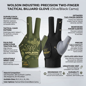 Guantes de Snooker Profesionales de Tres Dedos Wilson Industry, Material Transpirable de Poliéster/Lycra, Ajustables y Ligeros para Entrenamiento - Product Image 4