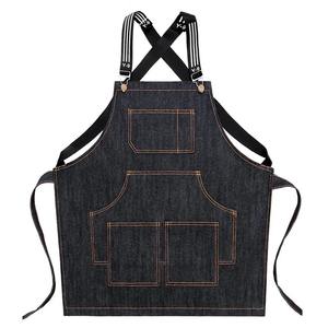 Custom Blue Unisex Kitchen Restaurant Barbecue Apron Denim - Product Image 6