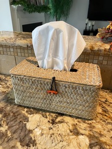 Boîte à mouchoirs en herbe de mer, rectangulaire, tissée à la main, boîte de rangement écologique, décoration naturelle pour la maison et la maison, vente en gros du Vietnam - Product Image 5