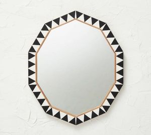 Miroir mural décoratif en bois d'acacia et résine avec design encadré pour le salon, la chambre et le hall Miroir décoratif élégant pour la maison - Product Image 4