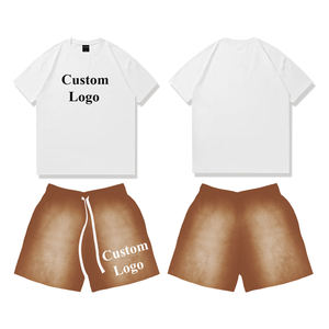 Camiseta Corta de Algodón de Alta Calidad para Hombre, Estilo Urbano, Venta al por Mayor, Conjunto Casual de Dos Piezas con Estampado Puff, Camiseta y Pantalones Cortos para Hombre - Product Image 3