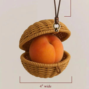 Panier de pêche rond en rotin tissé naturel - Product Image 1