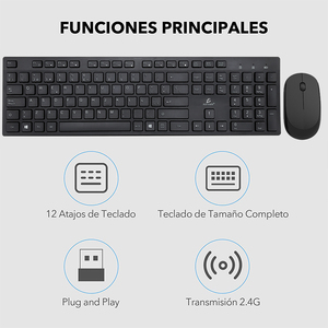 ชุดคีย์บอร์ดและเมาส์ไร้สายแบบ Silent Click พร้อมไฟ LED Backlit สไตล์ Mechanical สำหรับเดสก์ท็อป แล็ปท็อป เล่นเกม ใช้งานได้กับคอมพิวเตอร์ - Product Image 3