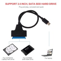 Cable Adaptador USB 3.1 Tipo-C a SATA con Blindaje Trenzado, Conductor de Cobre Puro, Revestimiento de PVC, Alta Velocidad para Disco Duro/SSD de 2.5 Pulgadas