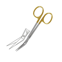 Tijeras de tejido medio dorado dentado TC Locklin tijera 16,5 cm tejido Dental disección sutura laboratorio Tijera