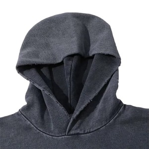 Sudaderas con Capucha para Hombre, Diseño Urbano, Lavado Ácido, 100% Algodón Felpa, Servicio ODM, Estilo Desgastado con Toque Dinámico, Color Sólido - Product Image 4