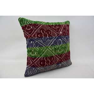 Multicolor Vintage patrón 16x16 pulgadas lana Kantha mosaico Paisley uva Patchwork almohada técnica tejida - Product Image 2