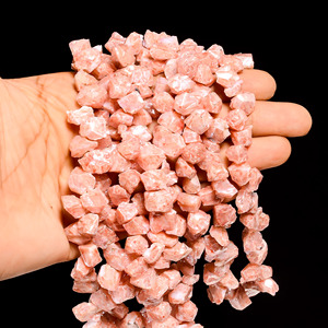 Cuentas de cuarzo melocotón, cuentas de fantasía ásperas de cuarzo melocotón recubiertas, cuentas de cuarzo melocotón para la fabricación de joyas, cuentas de piedras preciosas sueltas de cuarzo - Product Image 5