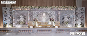 Mughal Style Wedding <b>Mirror</b> Frame Stage Setup Factory Price Top Selling Wedding Backdrop <b>Mirror</b> <b>Panels</b> Walima Reception Setup UK - Product Image 3
