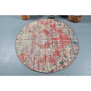 Alfombra moderna de lana roja y beige de 4,4X4,4 pies, hecha a mano, área grande, área turca, patrón abstracto, diseño de pasillo Rectangular, látex de 10mm - Product Image 3