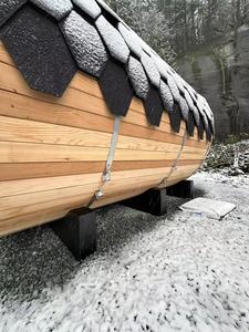 Sauna de barril de cedro rojo canadiense importada, hecha a mano, con calentador Harvia - Product Image 6