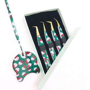 Pince à cils à angle de 90 degrés en acier inoxydable avec poignée en diamant blanc rose - Product Image 4