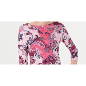 Top da Donna Charter Club in Cotone Rosa Stampato, Manica 3/4, Stile Casual e Formale, Taglia XS - Product Image 2