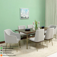 Table à manger de qualité restaurant en teck massif, luxe moderne, 6 chaises, écologique, durable, facile à nettoyer, mobilier de restaurant