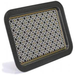 Plateau de service décoratif en bois 310x430mm fond noir avec motif sans couture de lignes géométriques en cuir - Product Image 3