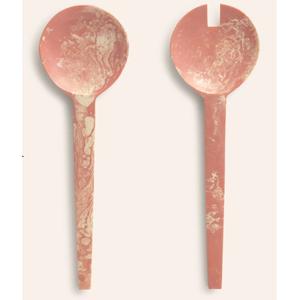 Juego de cuchara y tenedor de resina rosa, utensilios decorativos de mármol, servidores de ensalada brillantes hechos a mano, elegantes cubiertos, ajustes de mesa - Product Image 3