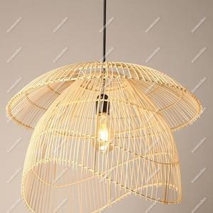 Modern Handmade <b>Wicker</b> Rattan Bamboo Hanging <b>Lamp</b> Retro Simple Creative Design Lighting Shad for Hotel Living Room Bedroom - Product Image 4