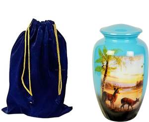 Urnes de crémation en métal en laiton de nouvelle conception très demandées finition en émail en gros urnes de cendres humaines adultes mémorial en aluminium - Product Image 1